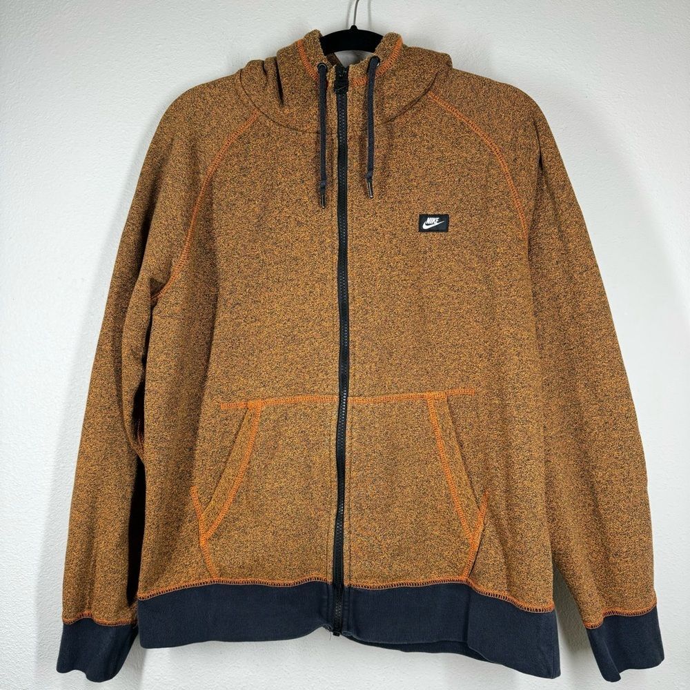 Nike French Terry Shoebox Full-Zip Hoodie Heathered Orange Mens Large 678560-891